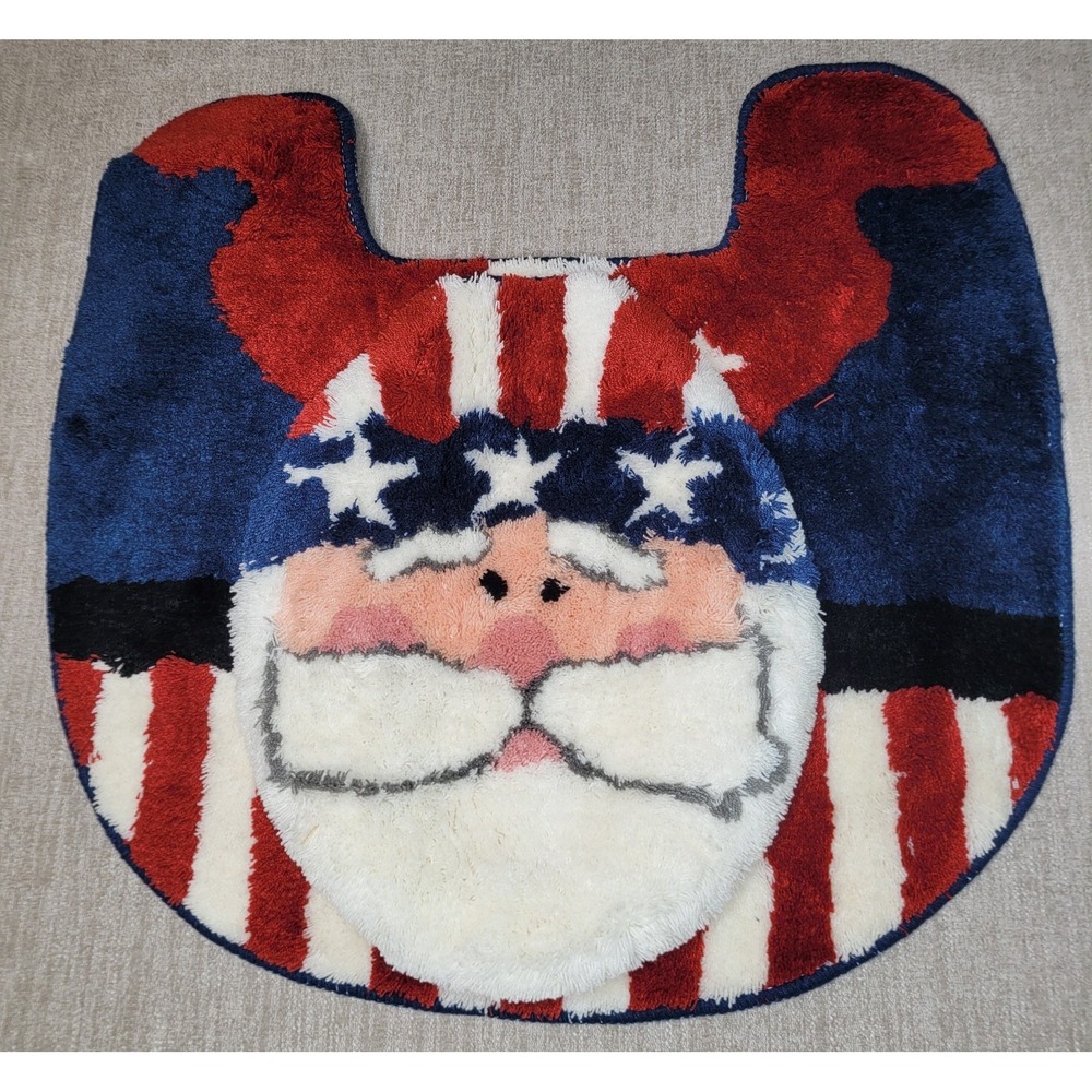 Patriotic Santa Holiday Rug Accent - Red, White & Blue